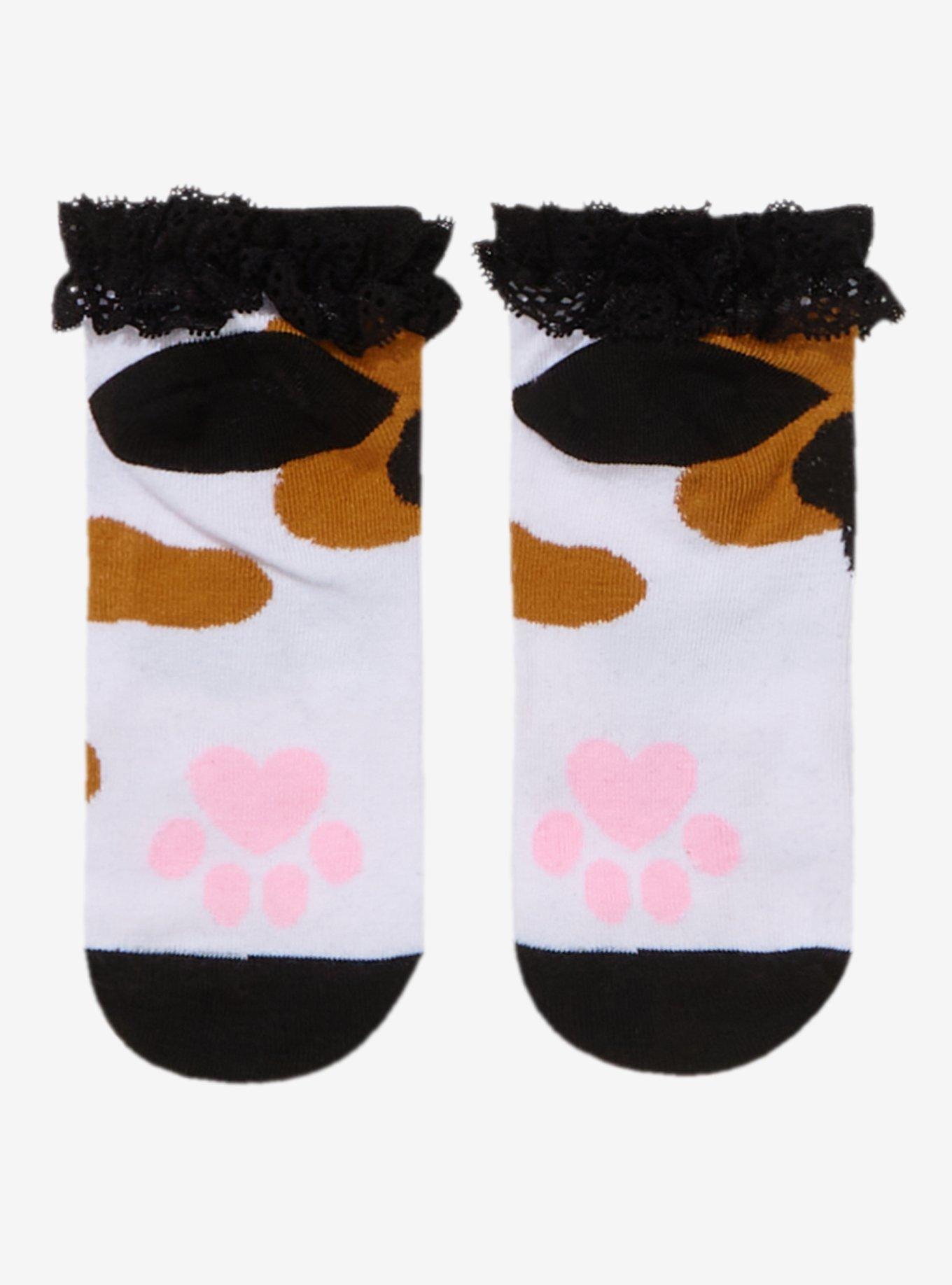 Calico Cat Lace Ankle Socks, , alternate