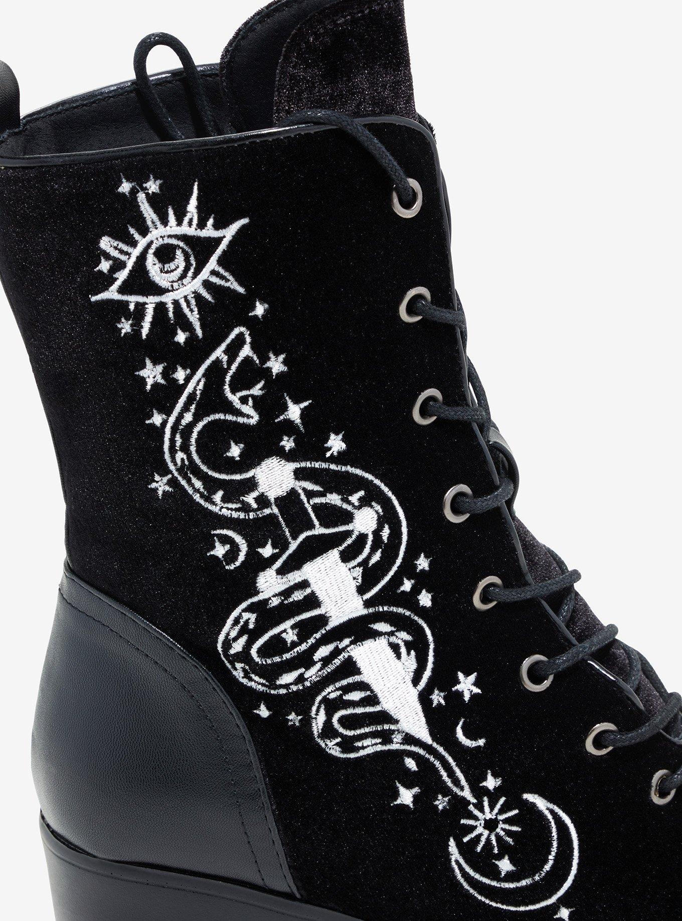 Snake Dagger Velvet Platform Boots, MULTI, alternate