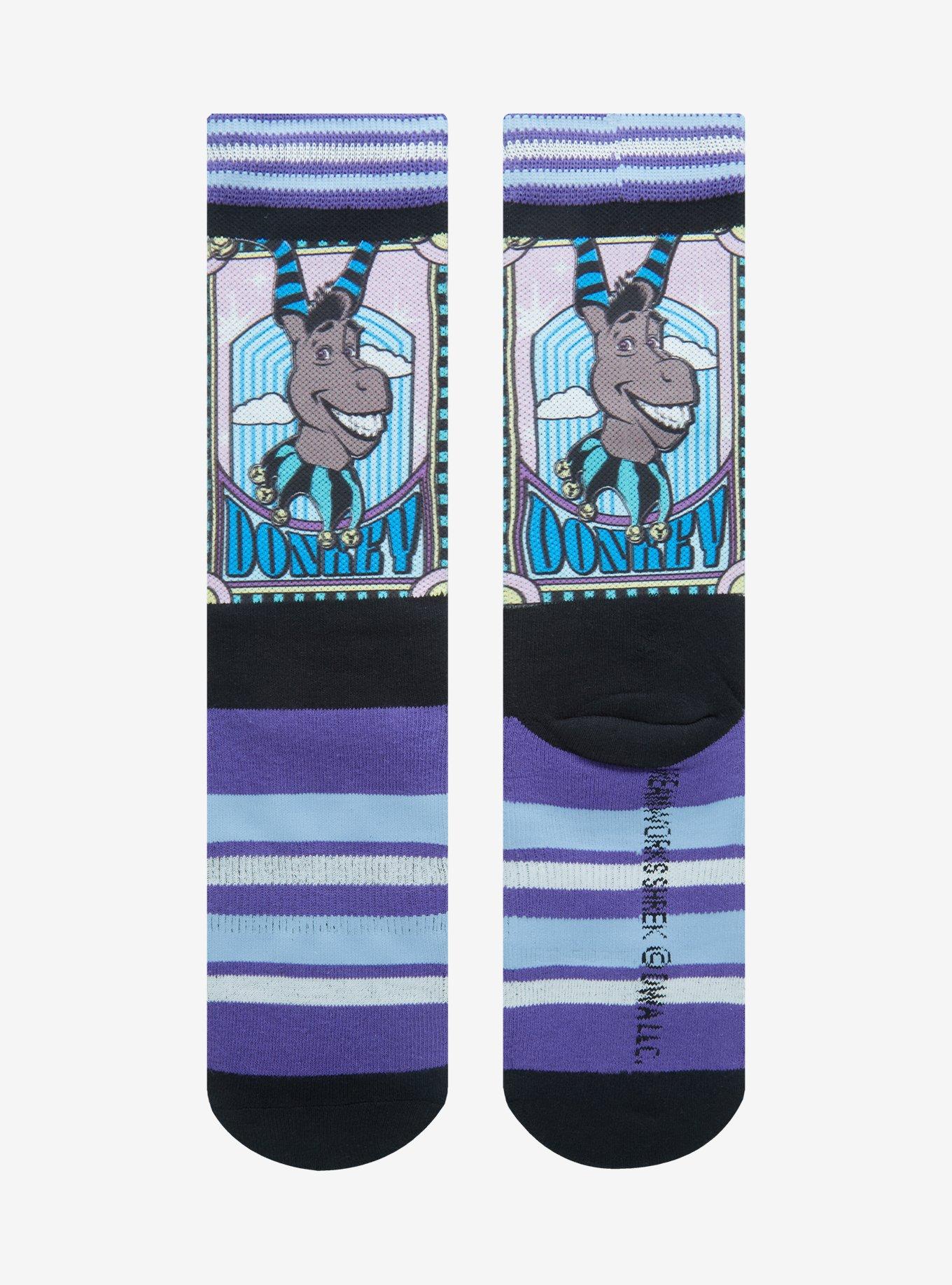 Shrek Donkey Jester Striped Crew Socks, , alternate