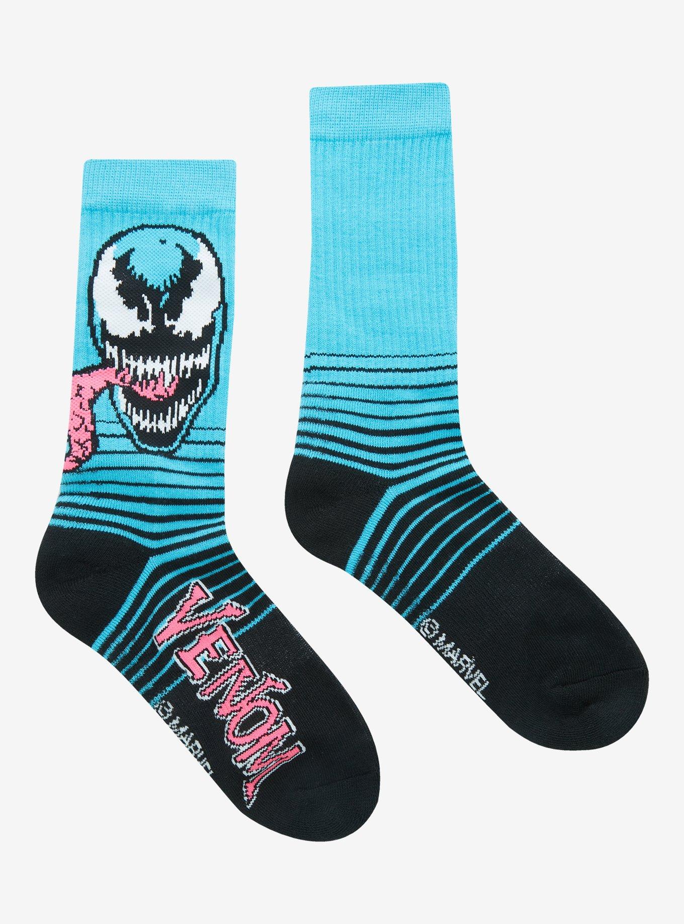 Marvel Spider-Man Venom Neon Blue Crew Socks, , alternate