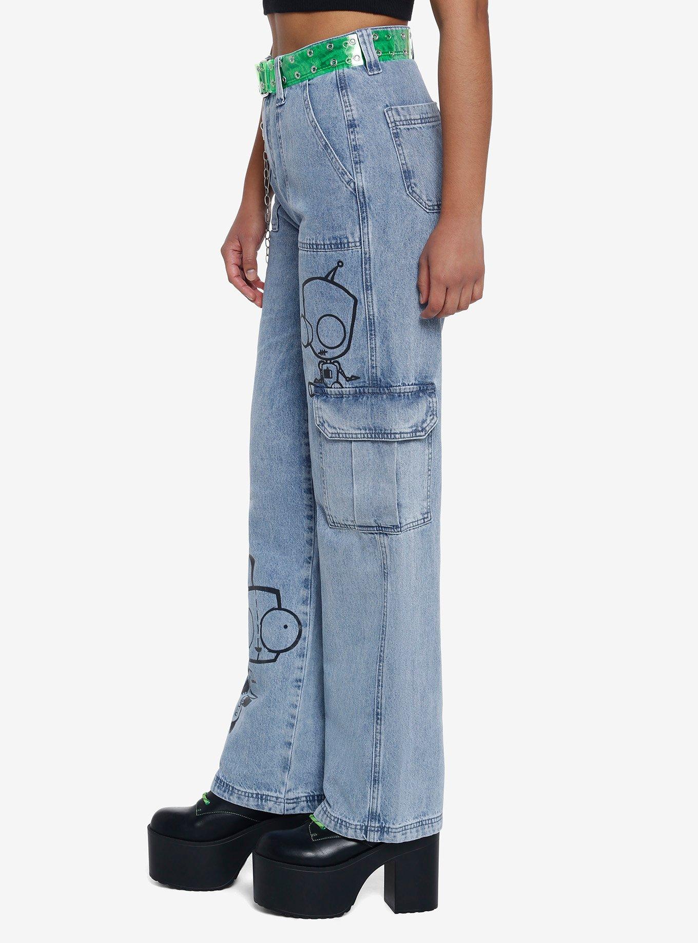 Invader Zim GIR Wide Leg Denim Pants, MULTI, alternate