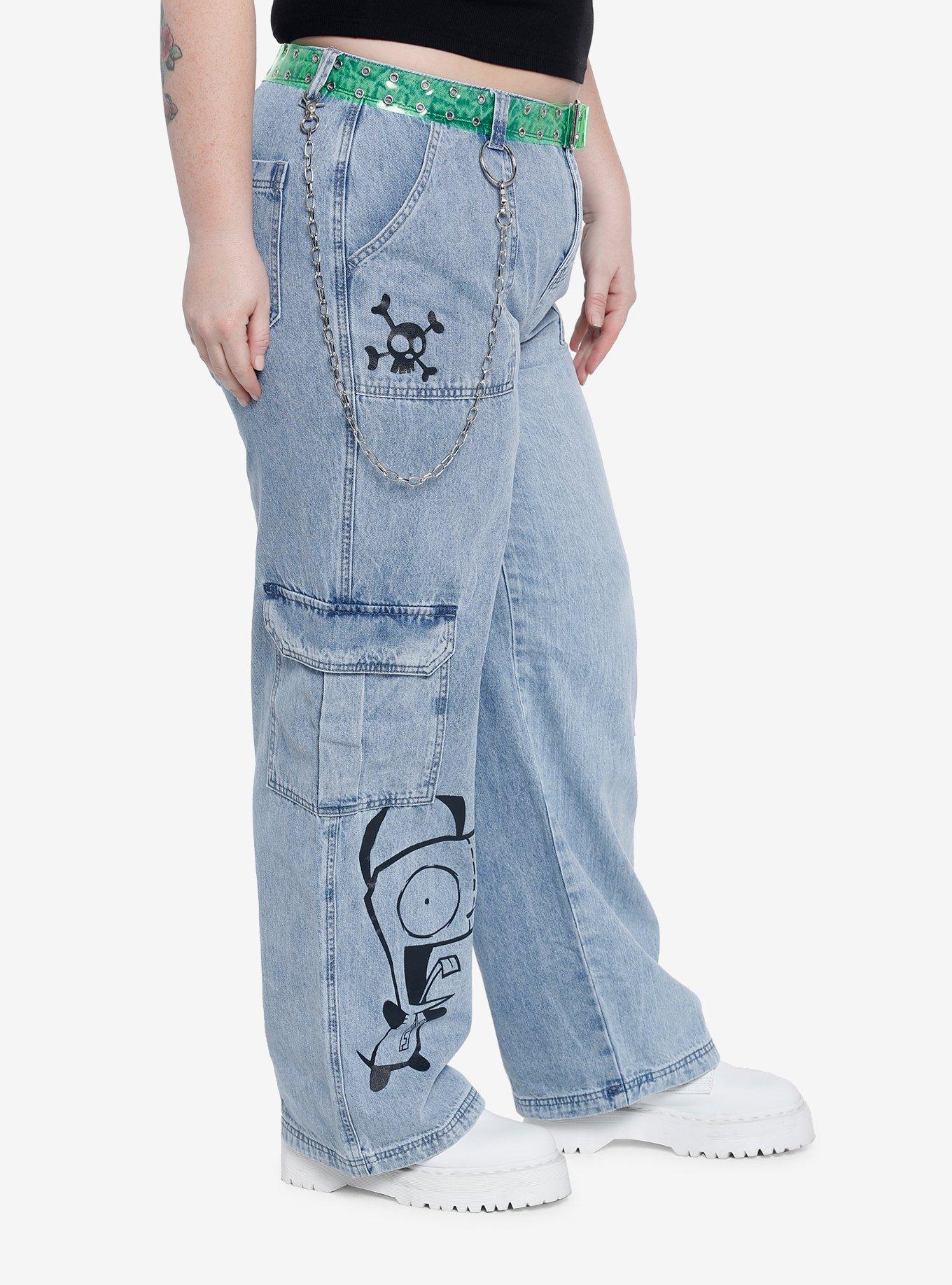 Invader Zim GIR Wide Leg Denim Pants Plus Size, MULTI, alternate