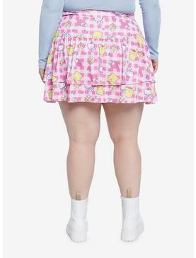 Hello Kitty And Friends Checkered Tiered Mini Skirt Plus Size, , hi-res