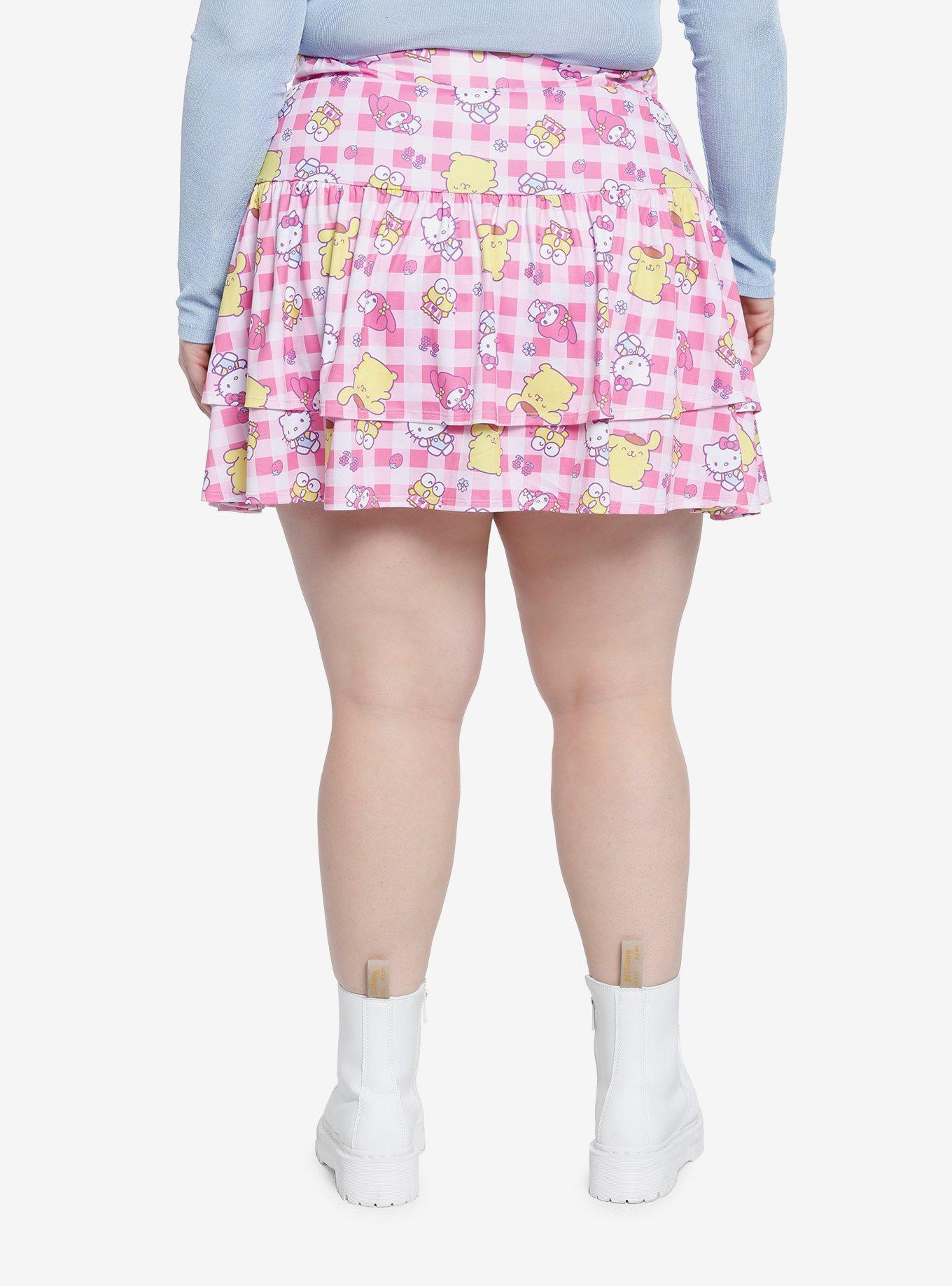 Hello Kitty And Friends Checkered Tiered Mini Skirt Plus Size, MULTI, alternate