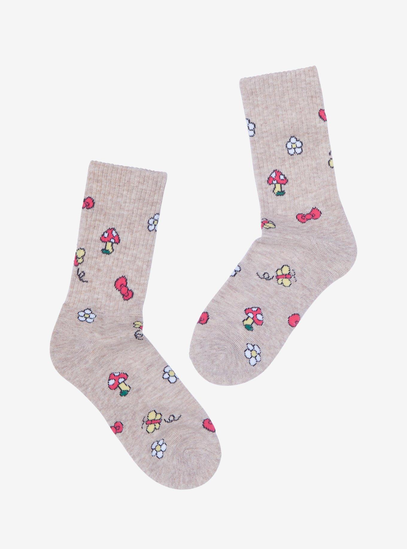 Hello Kitty Mushroom Plush Crew Socks, , alternate