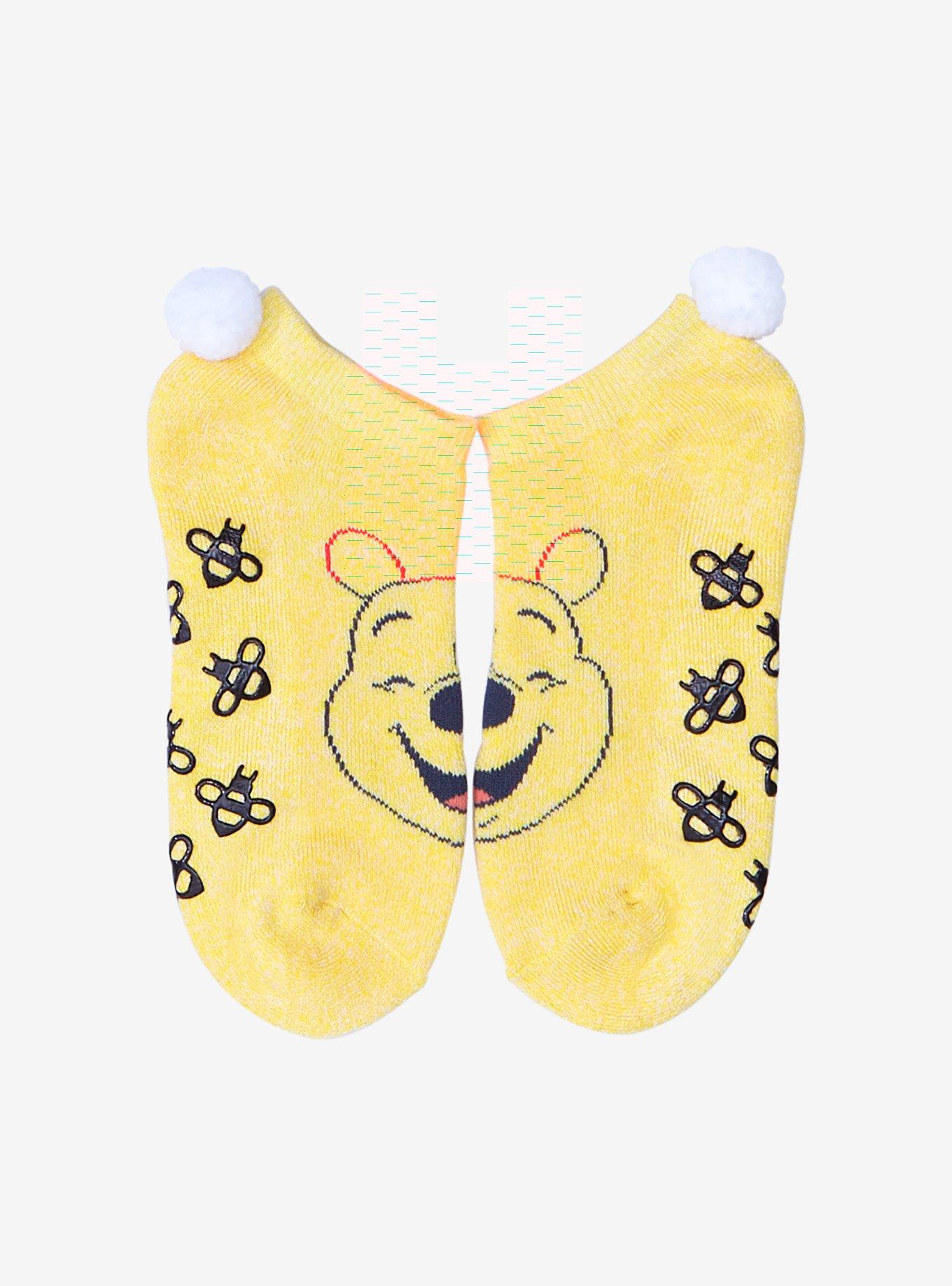 Disney Winnie The Pooh Honey Bees Pom No-Show Socks, , alternate