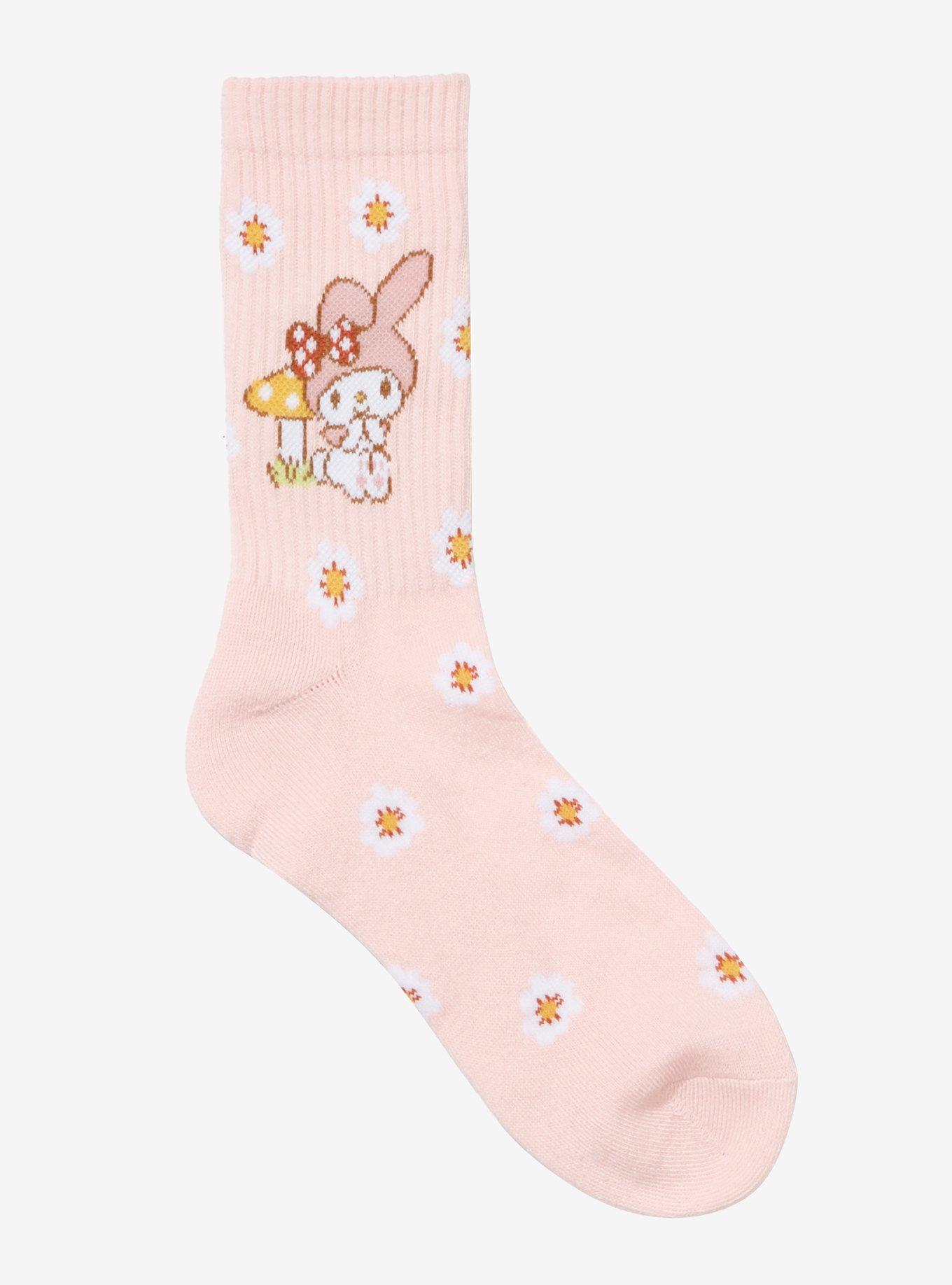 My Melody Floral Mushroom Crew Socks, , alternate