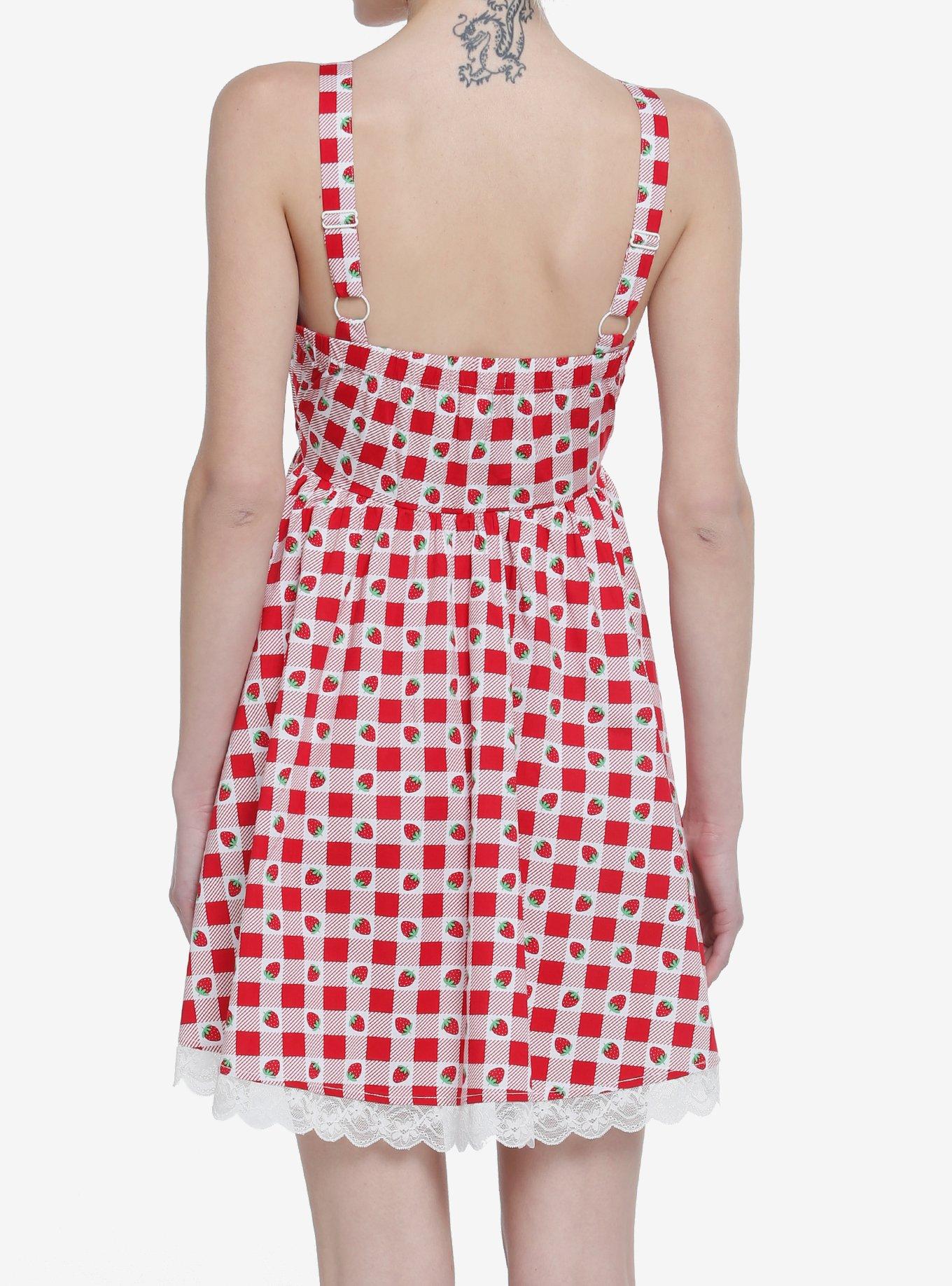 Strawberry Gingham Sweetheart Cami Dress, GINGHAM PLAID, alternate