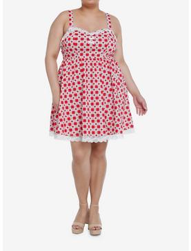 Strawberry Gingham Sweetheart Cami Dress Plus Size, , hi-res