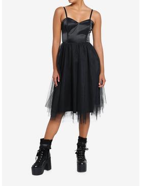 Cosmic Aura Black Corset Tulle Midi Dress, , hi-res