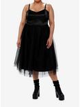 Cosmic Aura Black Corset Tulle Midi Dress Plus Size, BLACK, alternate
