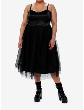 Cosmic Aura Black Corset Tulle Midi Dress Plus Size, , hi-res