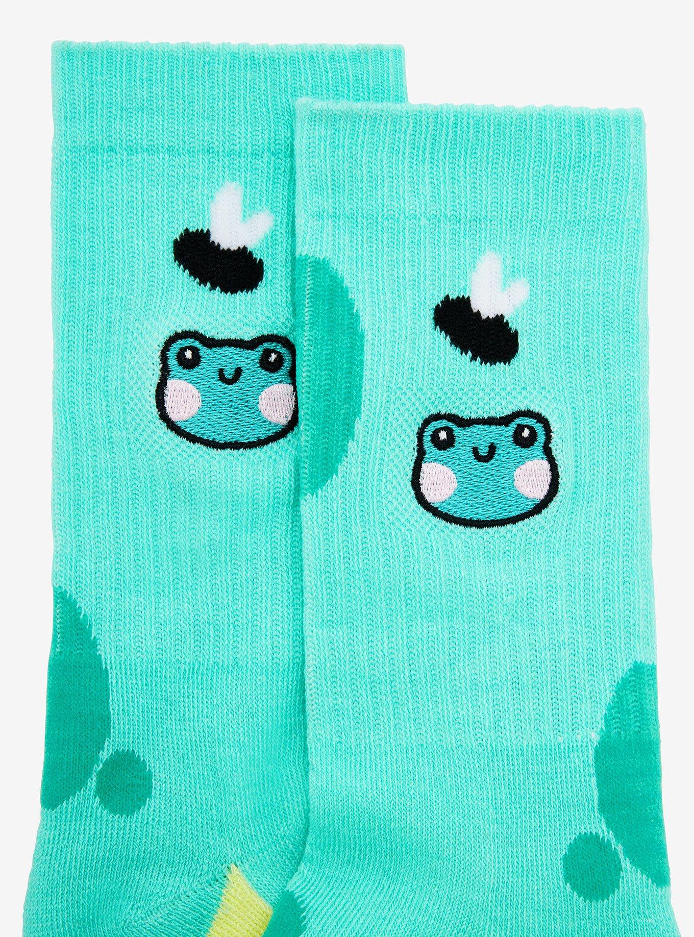 Kawaii Frog Crew Socks, , alternate