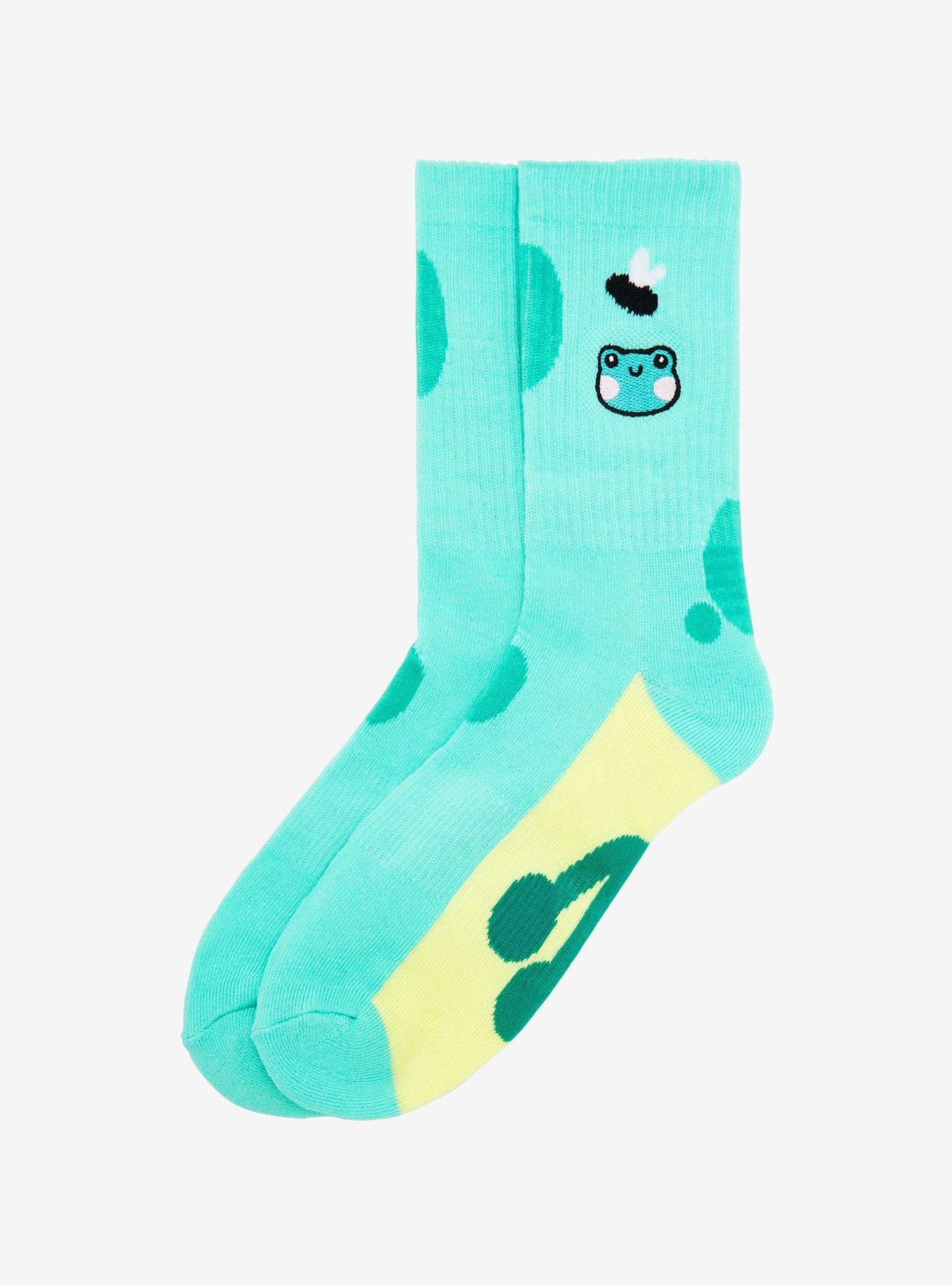 Kawaii Frog Crew Socks, , alternate