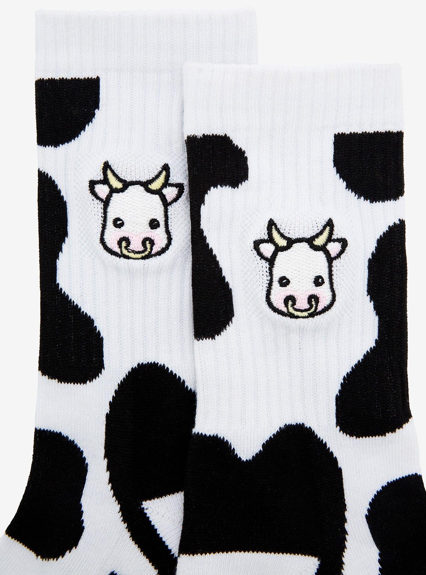 Cow Print Crew Socks, , alternate