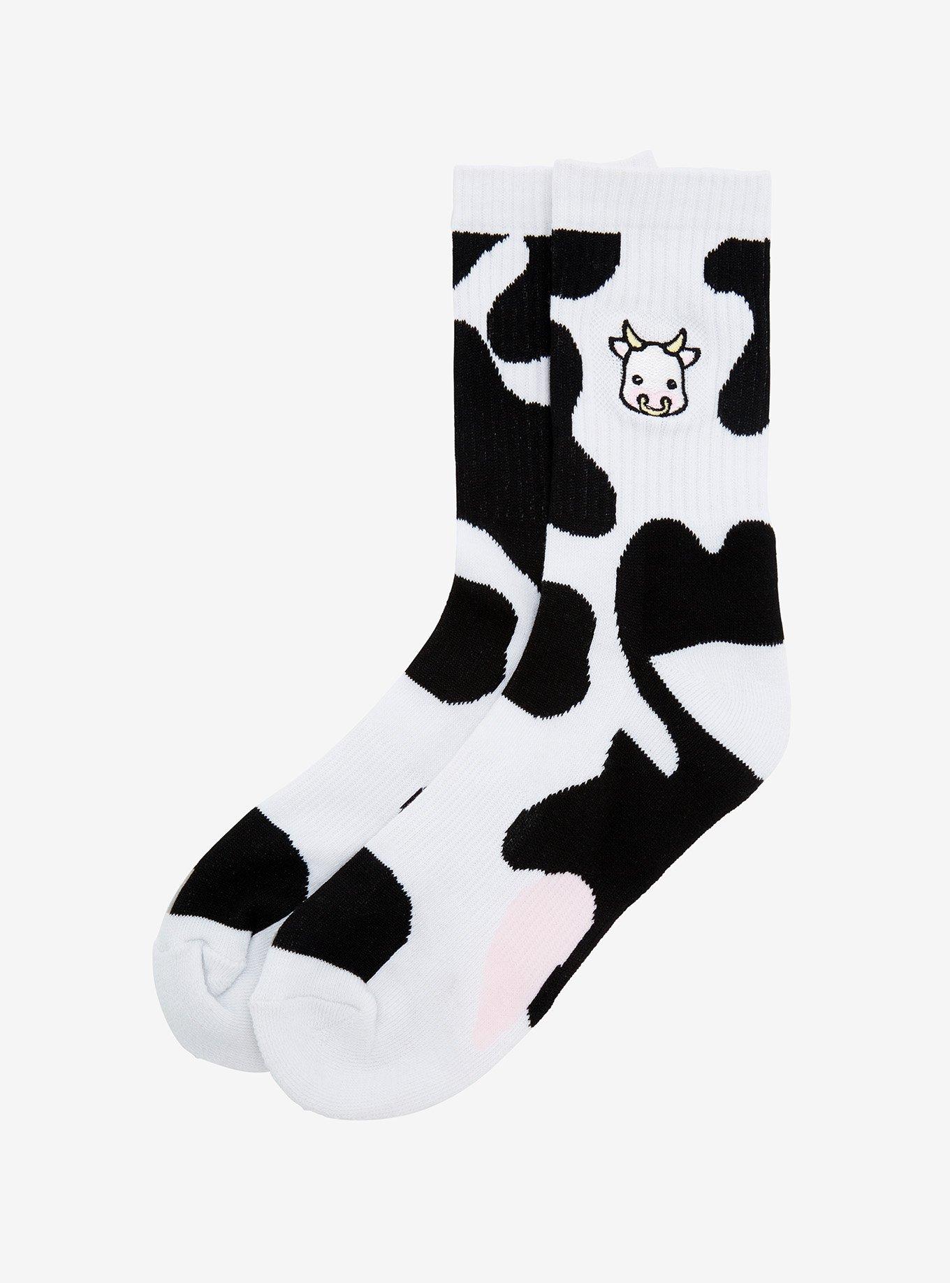 Cow Print Crew Socks, , alternate