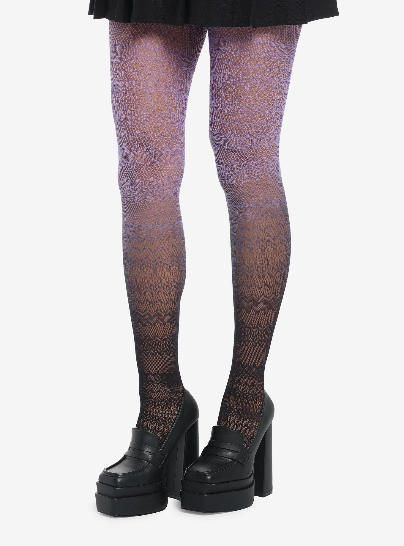 Purple & Black Ombre Lace Tights, , alternate