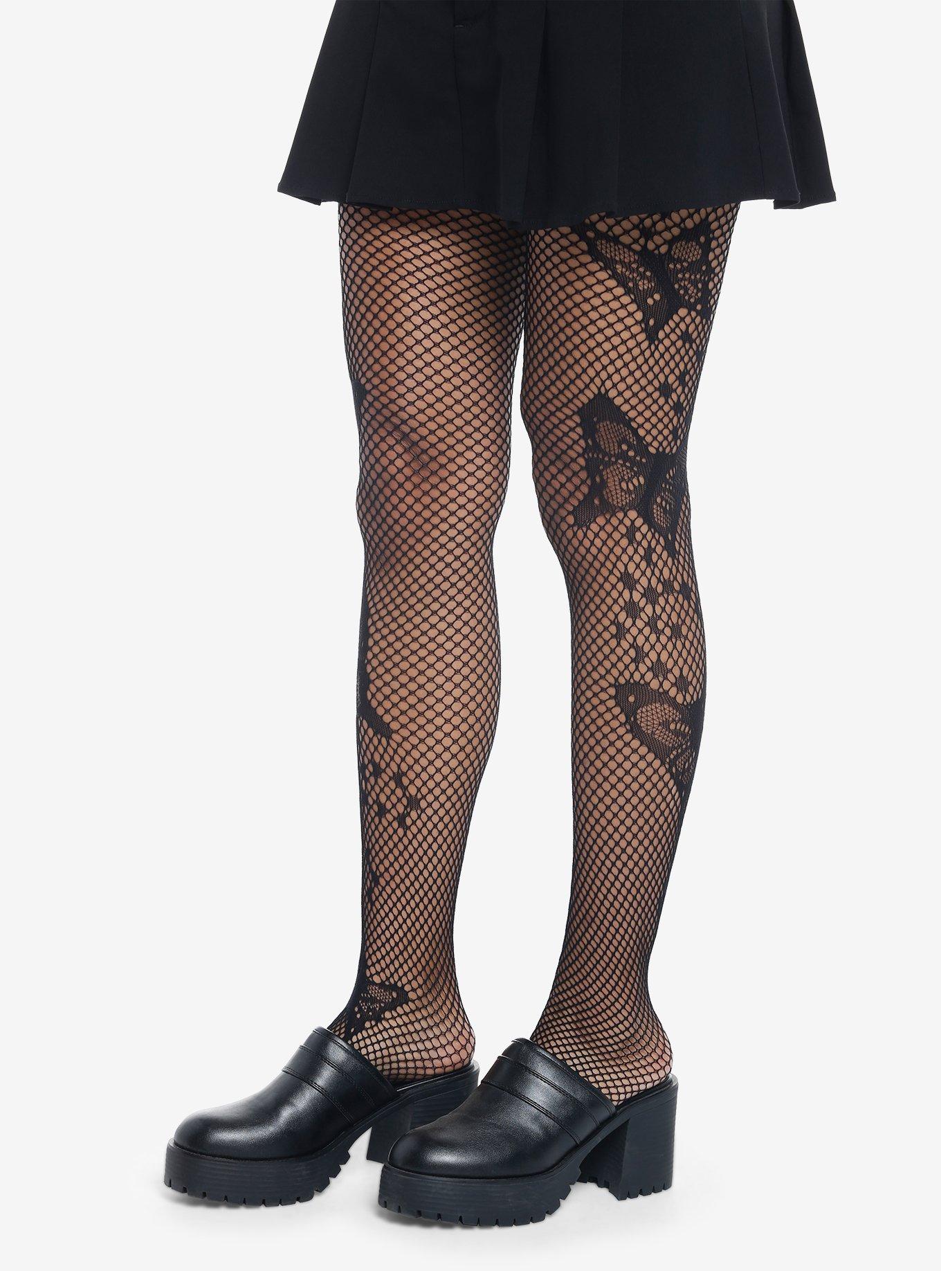 Black Fishnet Butterflies Stockings, , alternate
