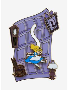 Plus Size Loungefly Disney Alice In Wonderland Rabbit Hole Sliding Enamel Pin, , hi-res