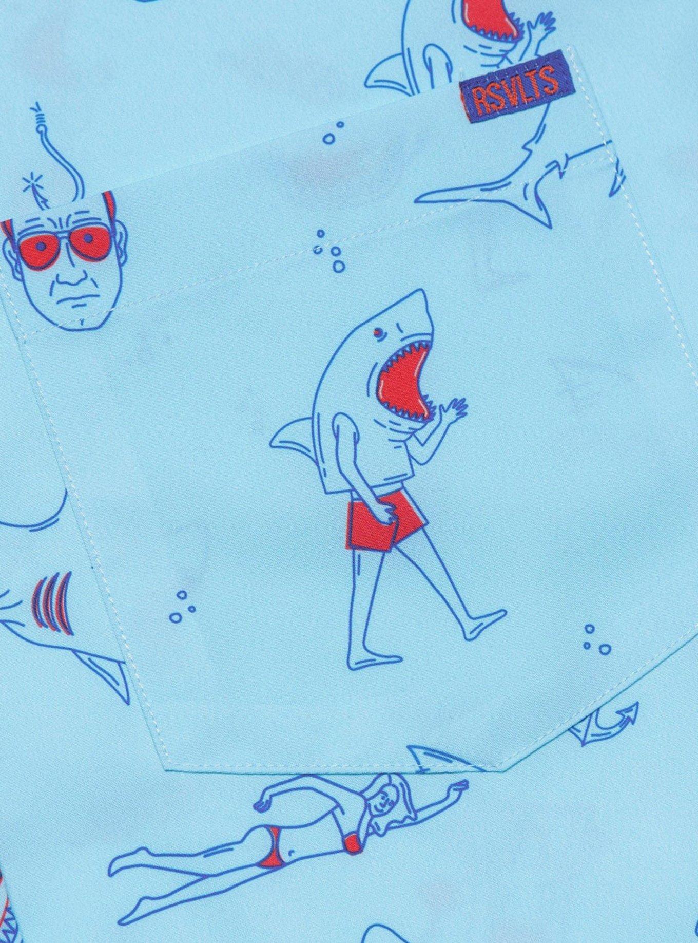 RSVLTS Jaws Amity Island Welcomes You KUNUFLEX Short Sleeve Shirt, BLUE, alternate