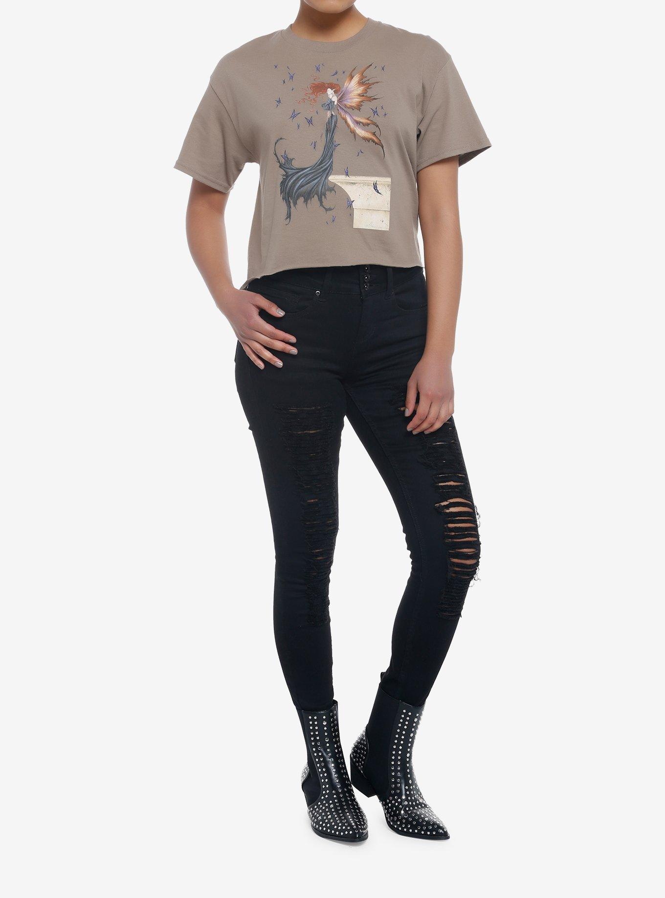 Amy Brown Fairy & Butterflies Crop Girls T-Shirt, MULTI, alternate