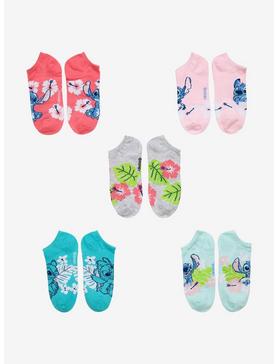 Plus Size Disney Lilo & Stitch Tropical Flower No-Show Socks 5 Pair, , hi-res