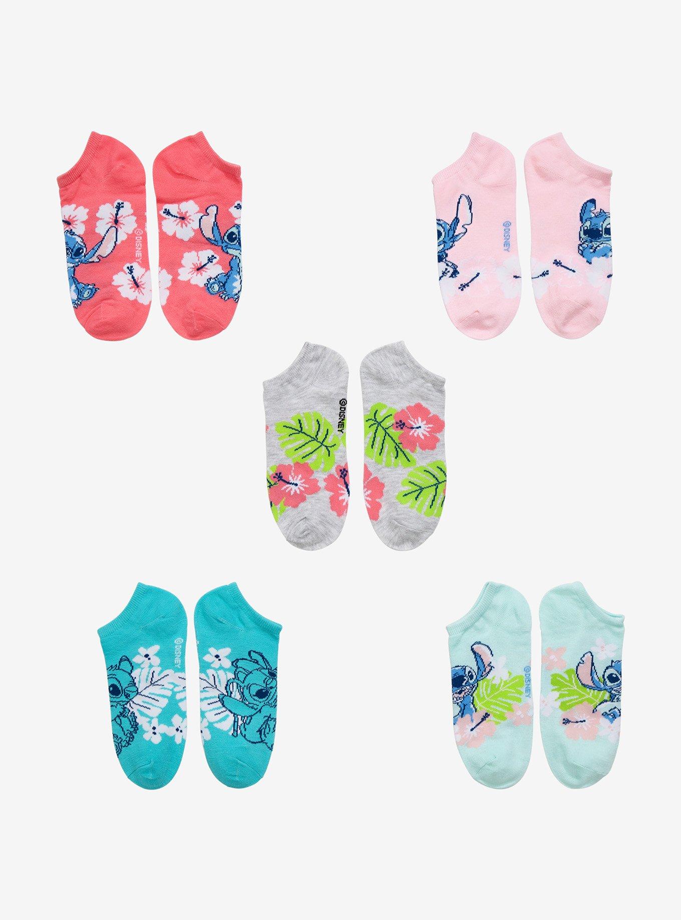 Disney Lilo & Stitch Tropical Flower No-Show Socks 5 Pair, , hi-res