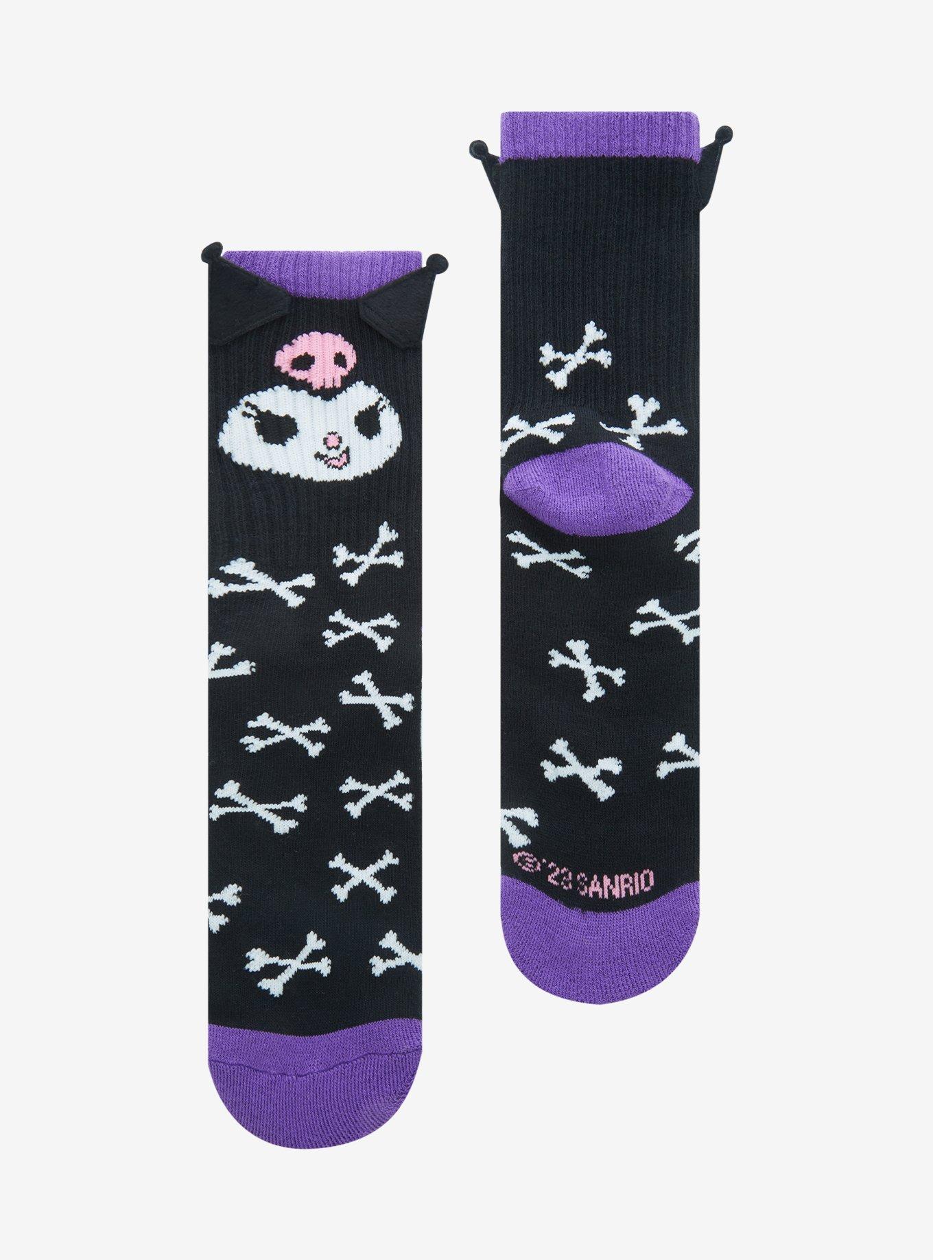 Kuromi Crossbones Figural Crew Socks, , alternate