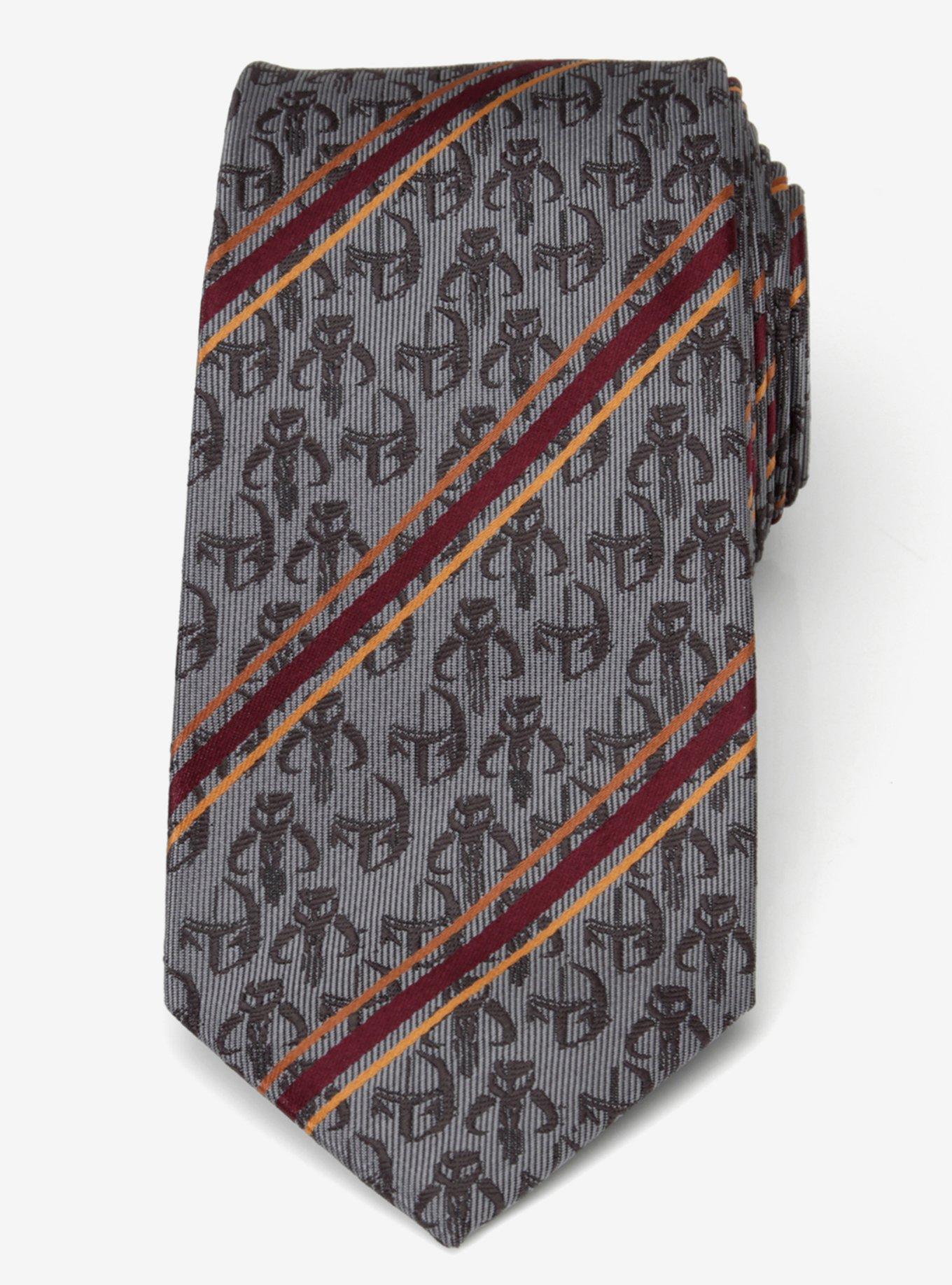 Star Wars The Mandalorian Mando Stripe Gray Men's Tie, , alternate