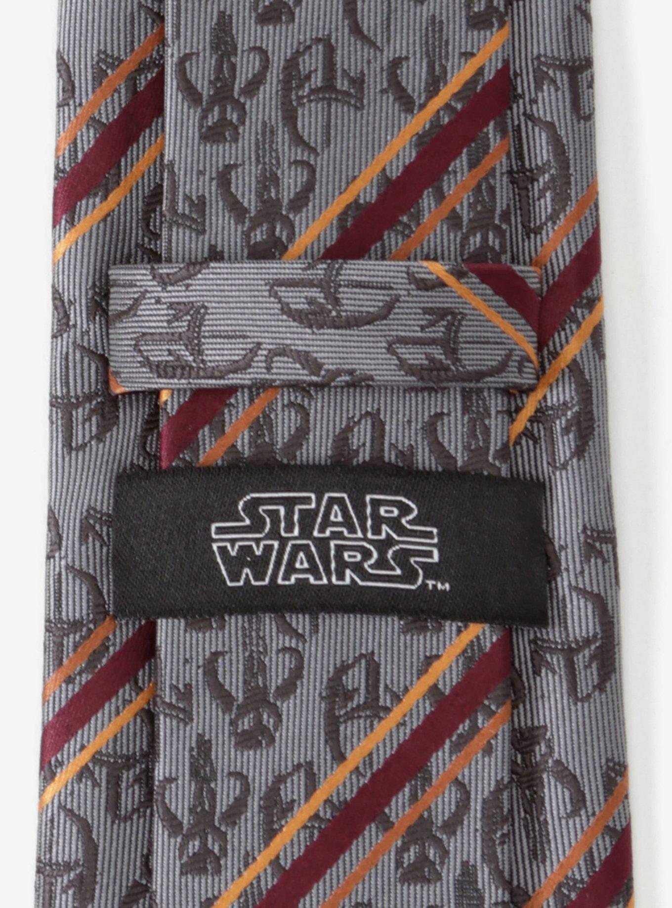 Star Wars The Mandalorian Mando Stripe Gray Men's Tie, , alternate