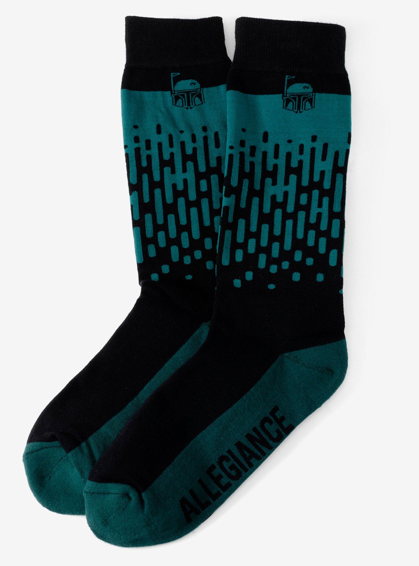 Star Wars The Book Of Boba Fett Hidden Message Green Crew Socks, , alternate