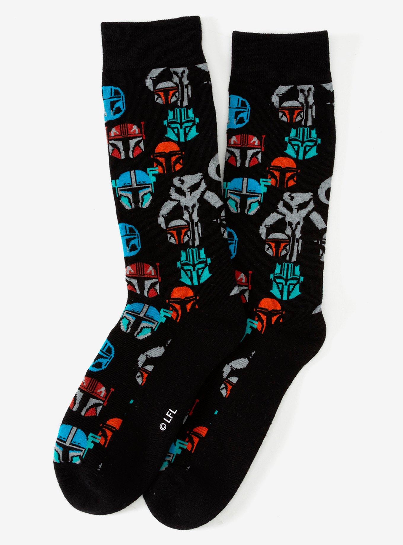 Star Wars The Mandalorian Guild Helmet Black Crew Socks, , alternate