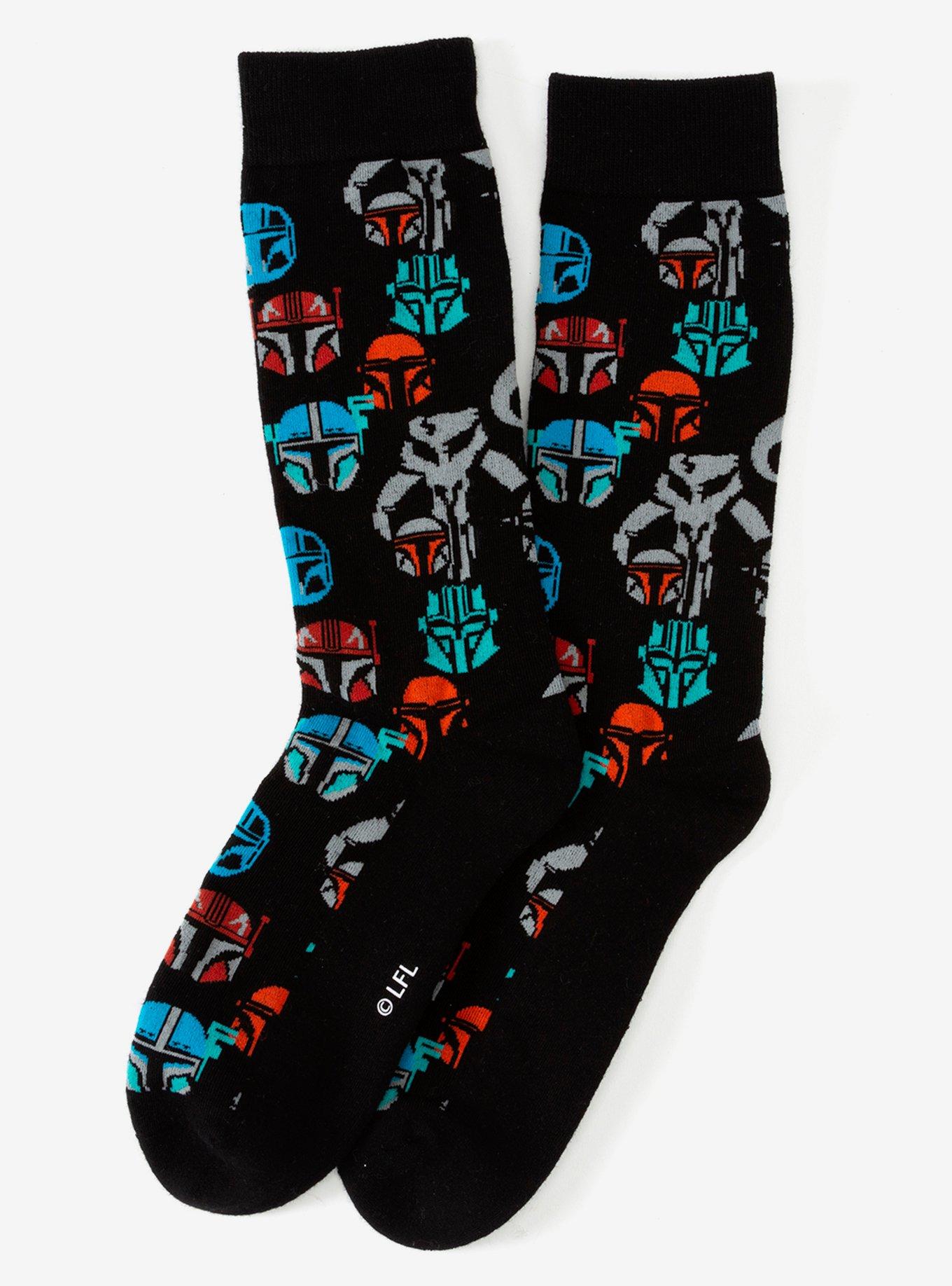 Star Wars The Mandalorian Guild Helmet Black Crew Socks, , hi-res