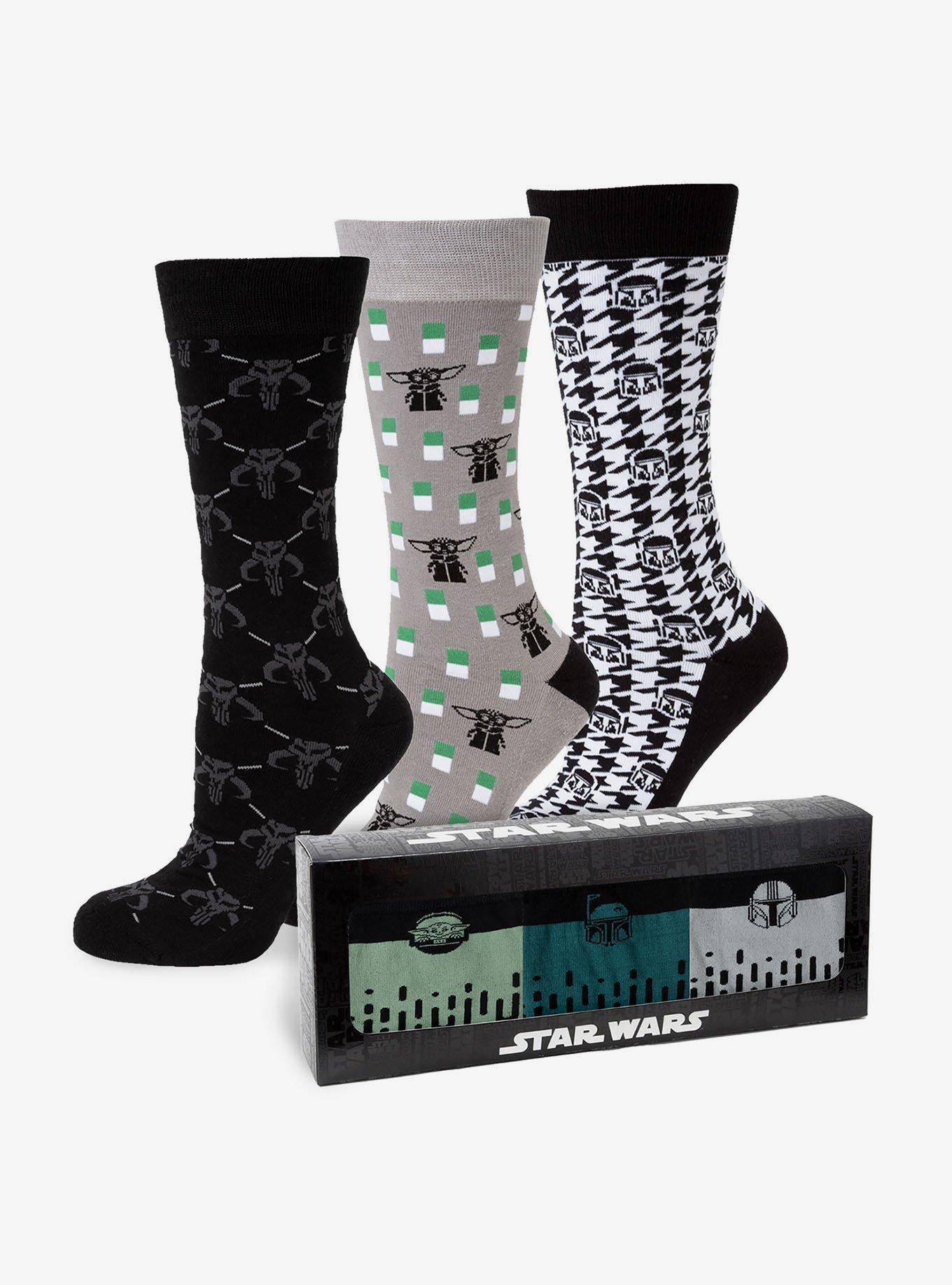 Star Wars The Mandalorian Hidden Message 3-Pair Crew Socks, , alternate