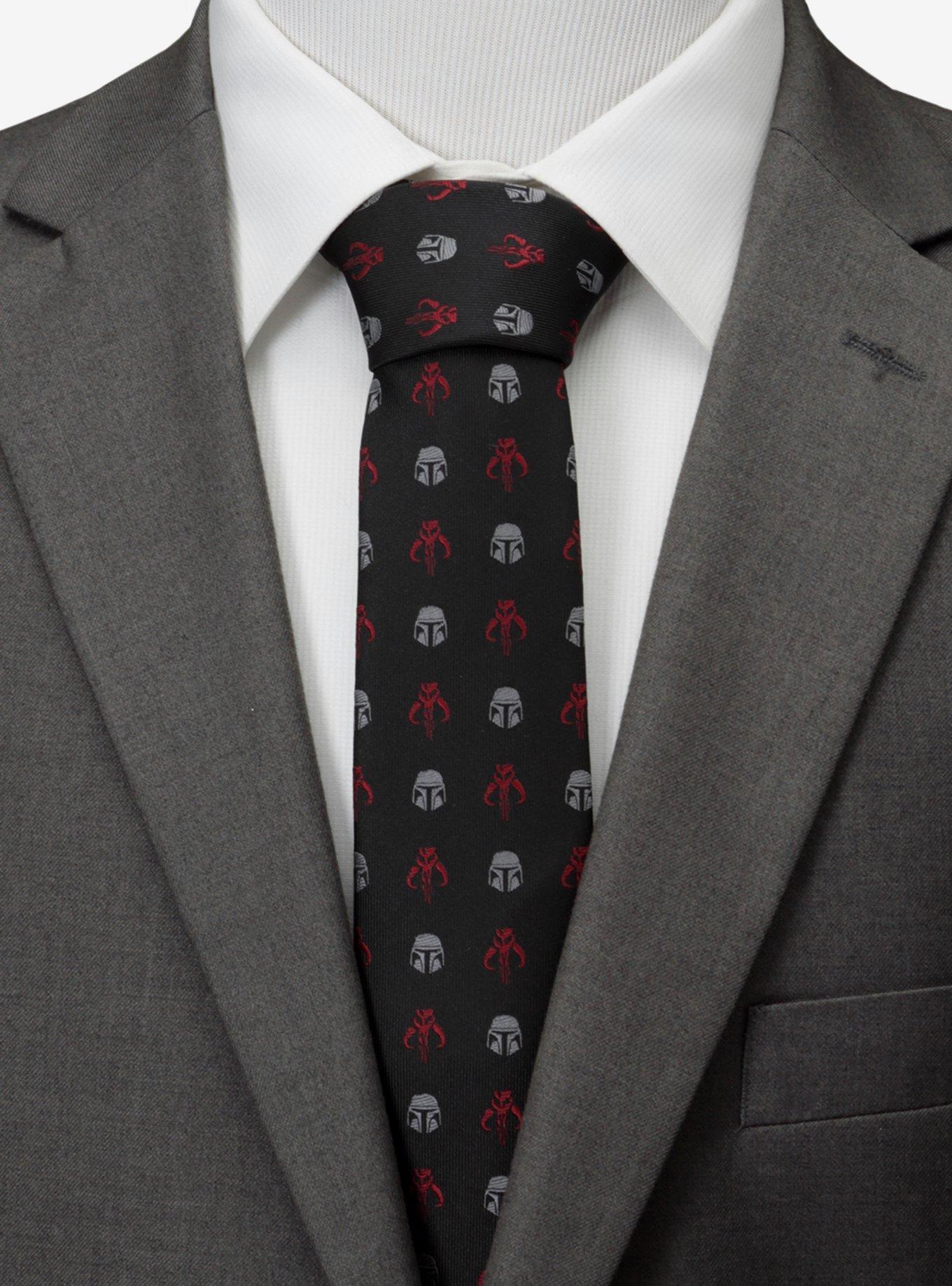 Star Wars The Mandalorian Mando Black Red Men's Tie, , hi-res