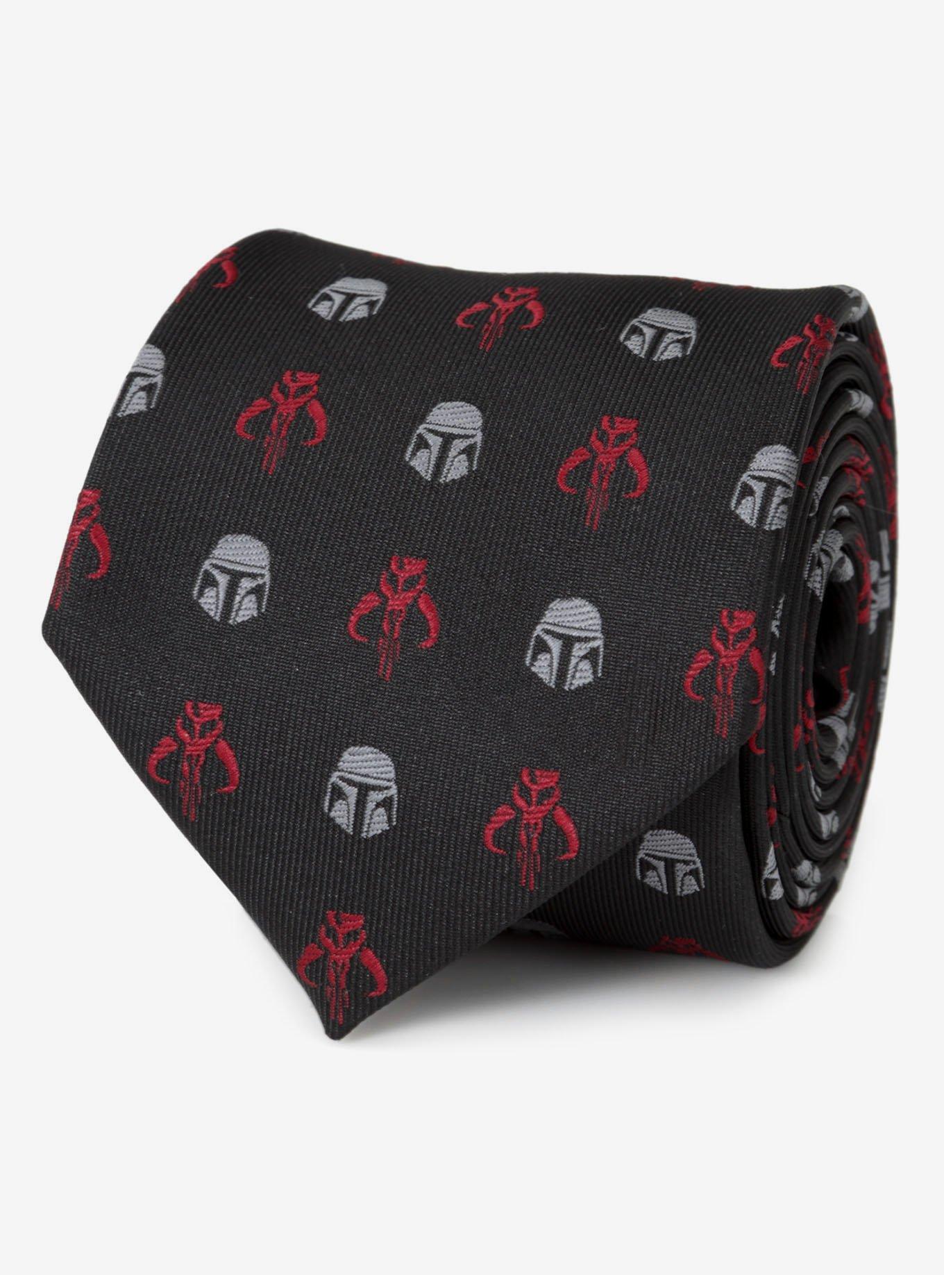 Star Wars The Mandalorian Mando Black Red Men's Tie, , alternate