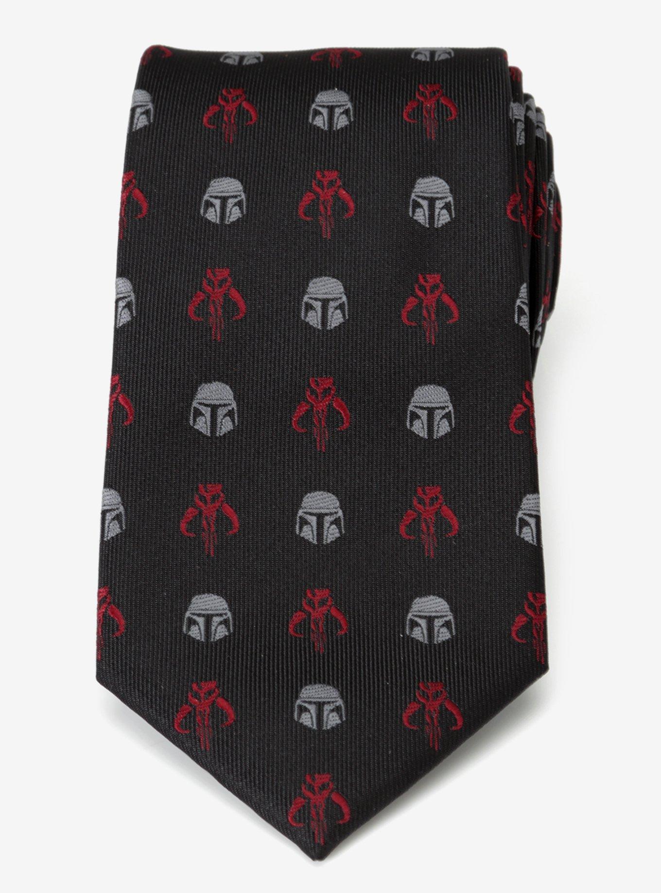 Star Wars The Mandalorian Mando Black Red Men's Tie, , alternate
