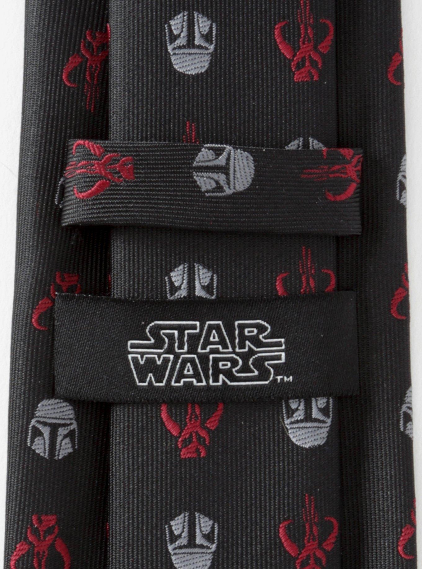 Star Wars The Mandalorian Mando Black Red Men's Tie, , alternate