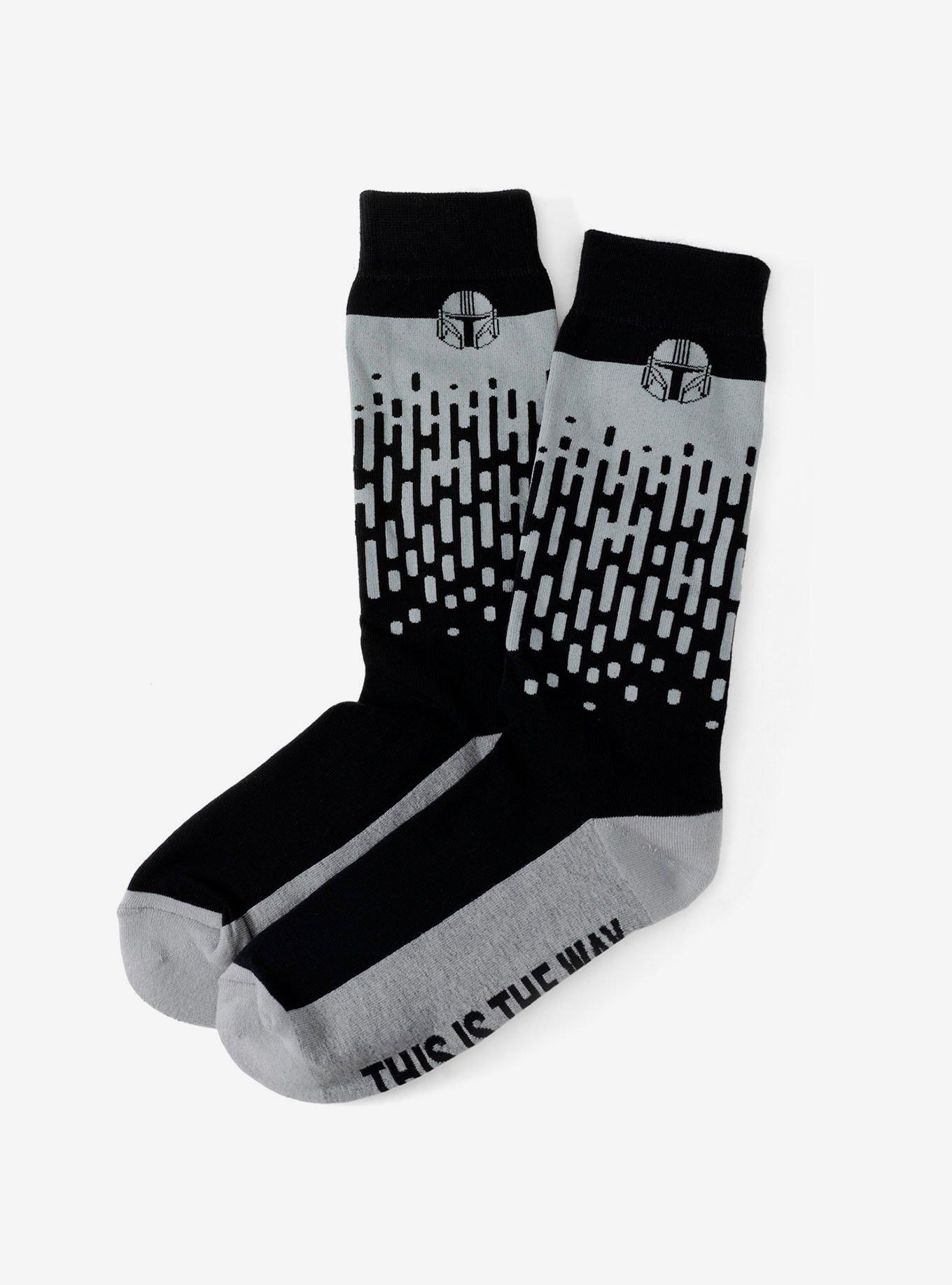 Star Wars The Mandalorian Hidden Message Grey Crew Socks, , hi-res