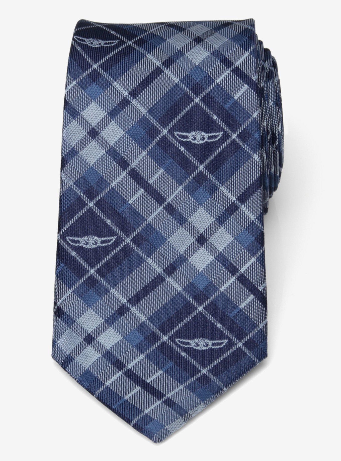 Star Wars The Mandalorian The Child Plaid Blue Men's Tie, , alternate