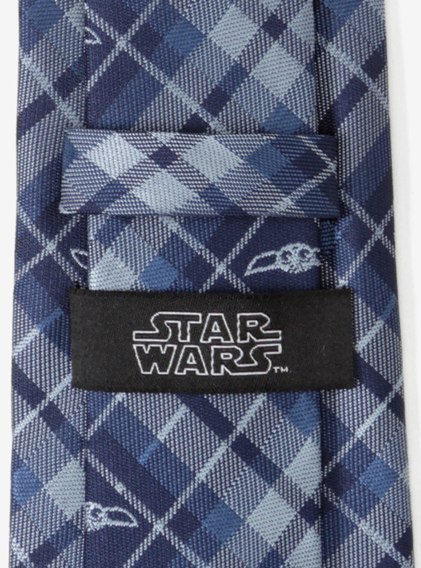 Star Wars The Mandalorian The Child Plaid Blue Men's Tie, , alternate