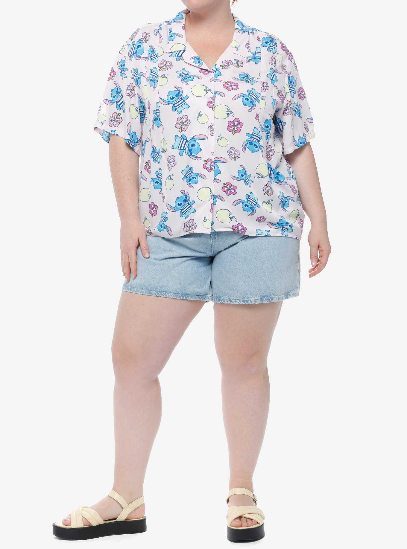 Disney Lilo & Stitch Tropical Pastel Girls Woven Button-Up Plus Size, , hi-res