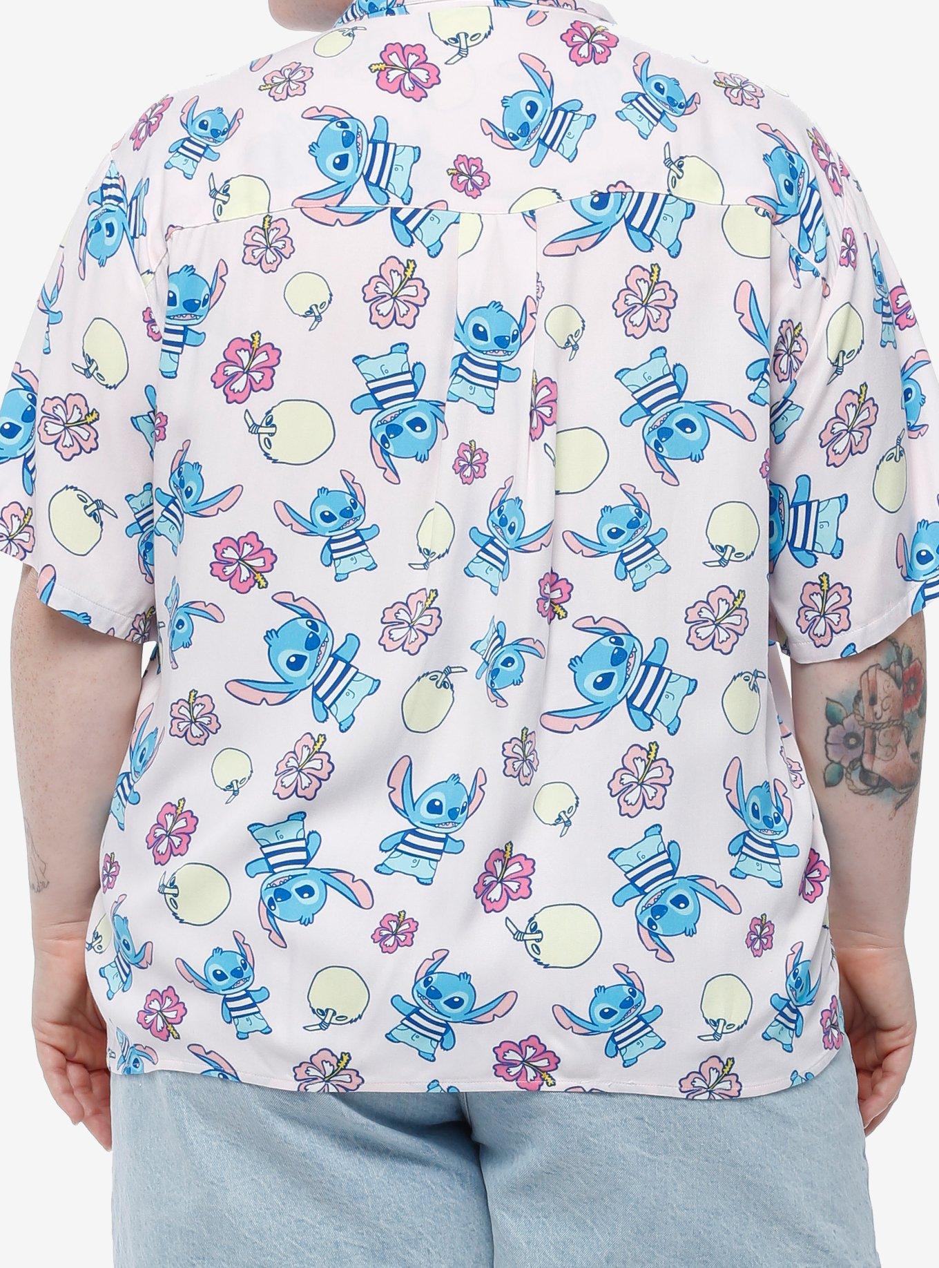 Disney Lilo & Stitch Tropical Pastel Girls Woven Button-Up Plus Size, MULTI, alternate