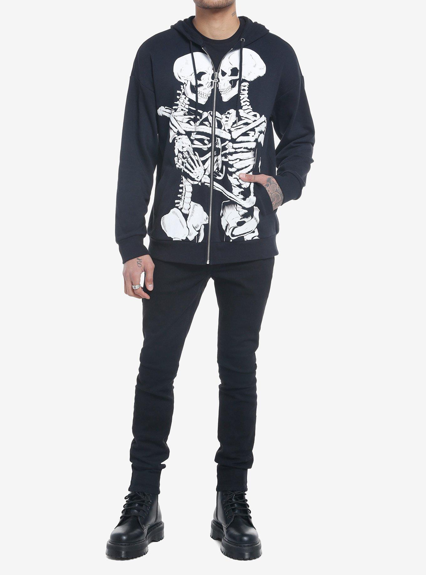 Skeleton Lovers Hoodie, BLACK, alternate