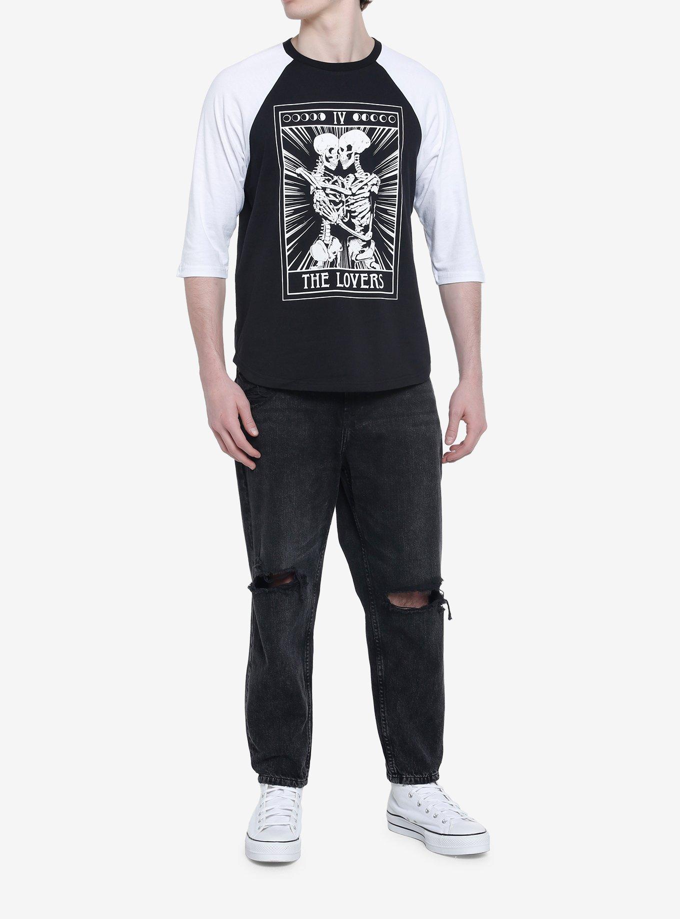 Lovers Skeleton Tarot Raglan T-Shirt, BLACK, alternate