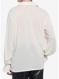 Social Collision Ivory Ruffled Lace-Up Long-Sleeve Woven Top, WHITE, alternate