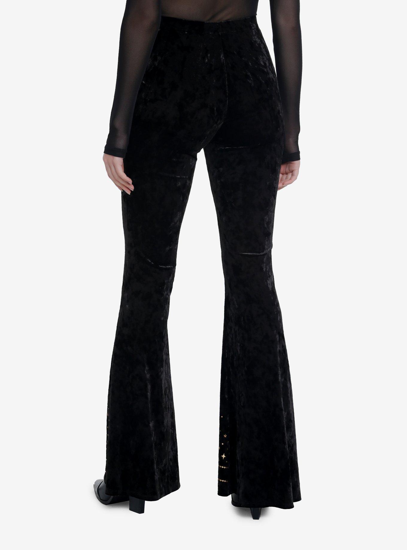 Black Velvet Sun & Moon Flare Leggings, BLACK  GOLDEN ROD, alternate