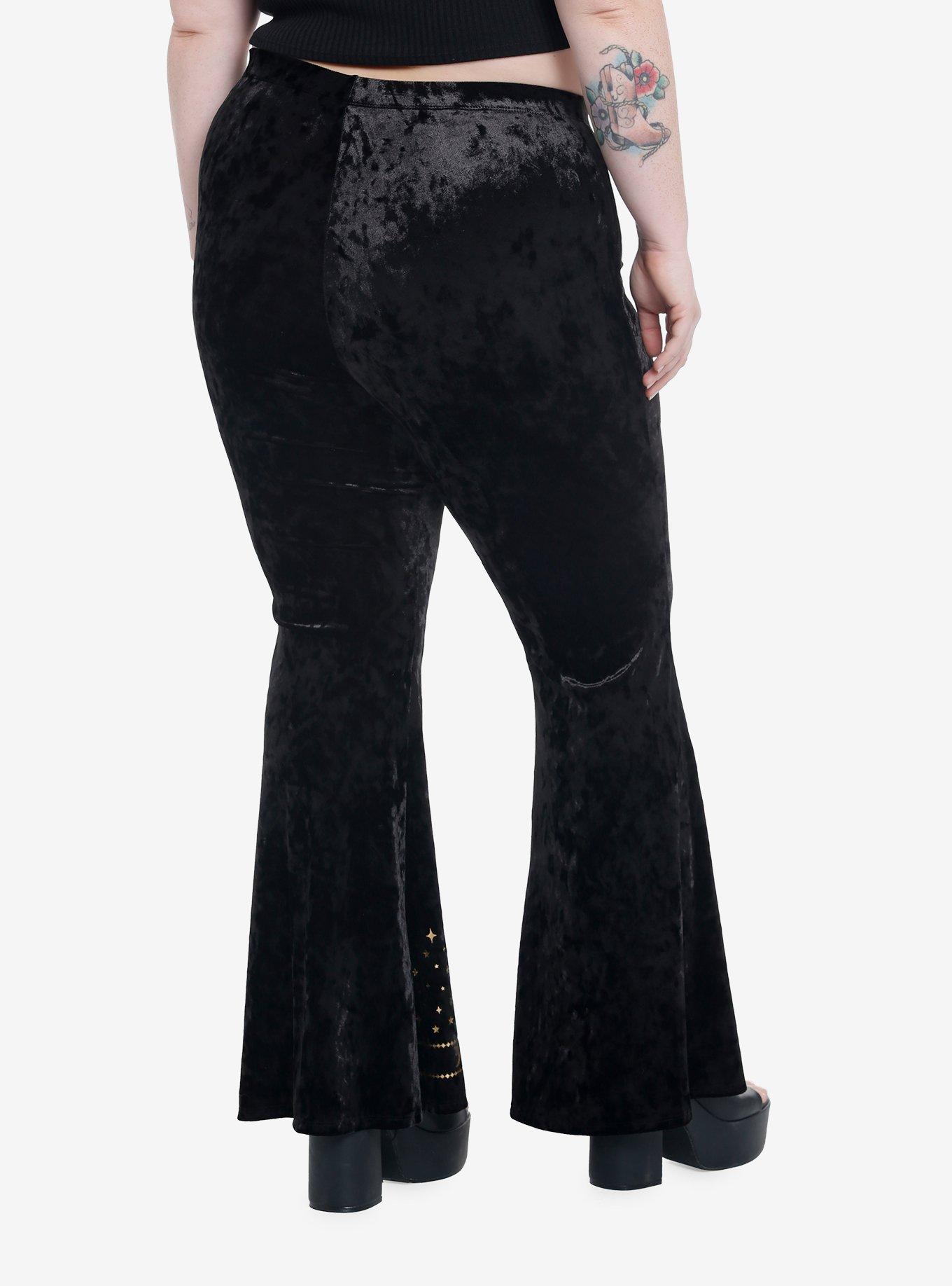 Black Velvet Sun & Moon Flare Leggings Plus Size, , hi-res