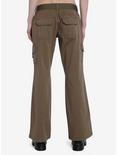 Social Collision Brown Flare Pants With Belt, GREEN, alternate