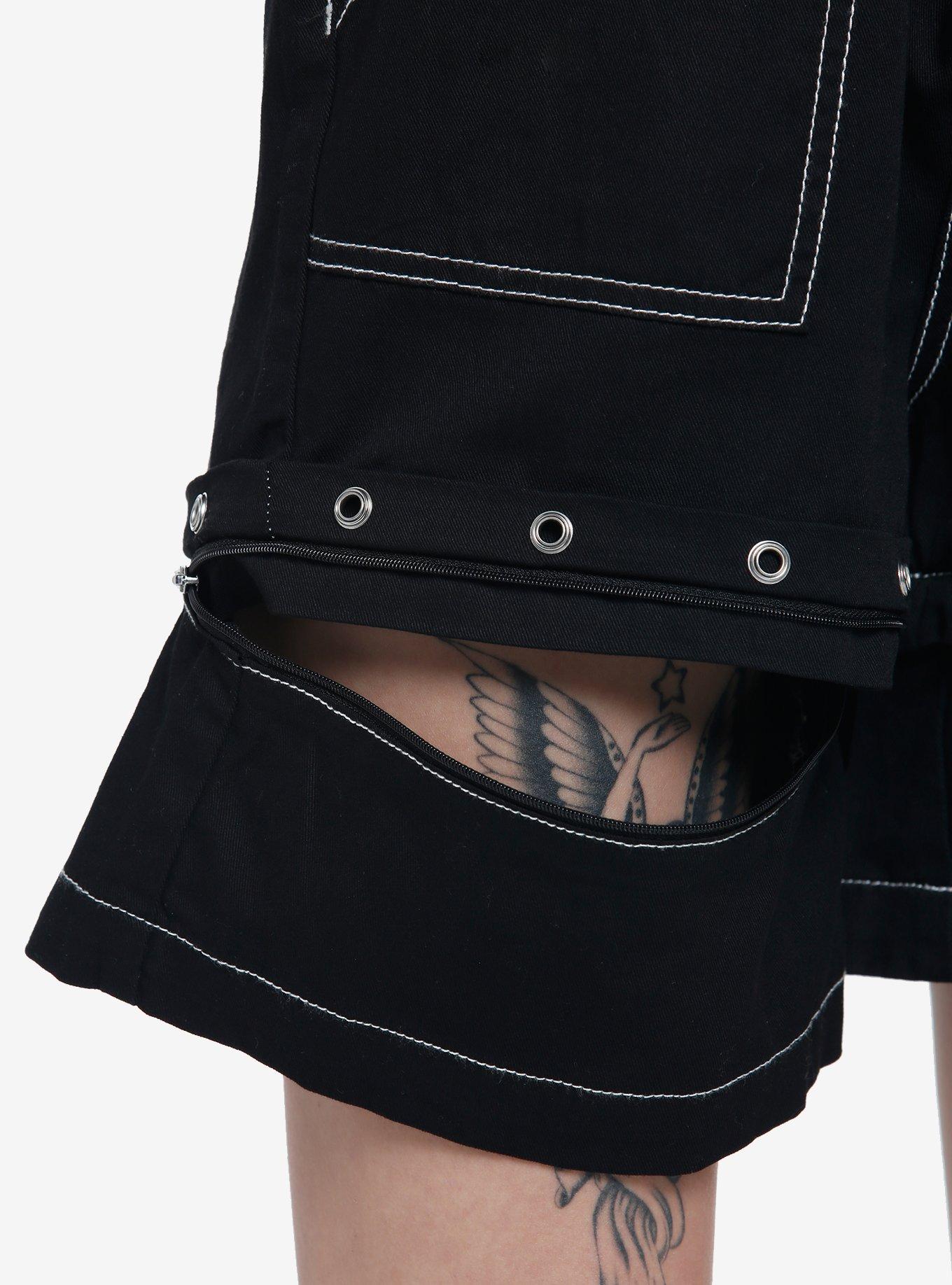 Black Grommets & Chains Girls Carpenter Shorts, BLACK, alternate - view 4